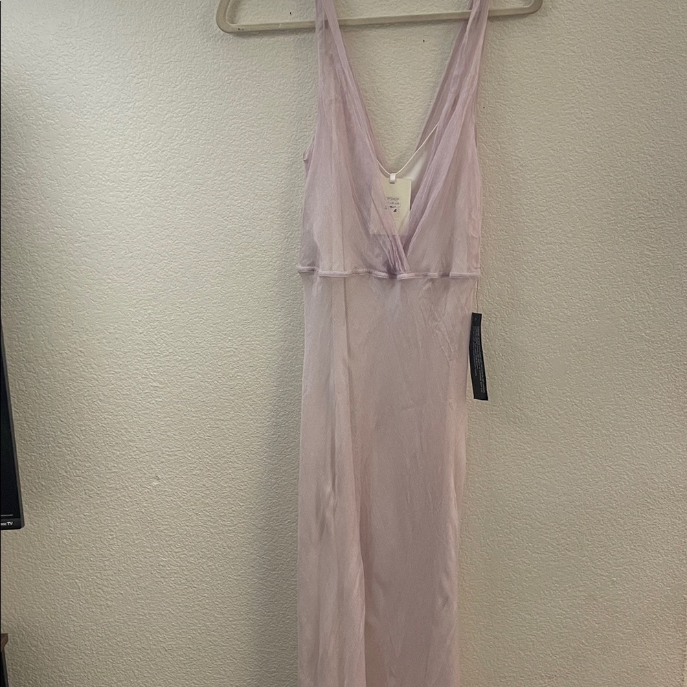 Top Shop Sheer Lavender 100% silk maxi dress romantic delicate fairy Sz 10